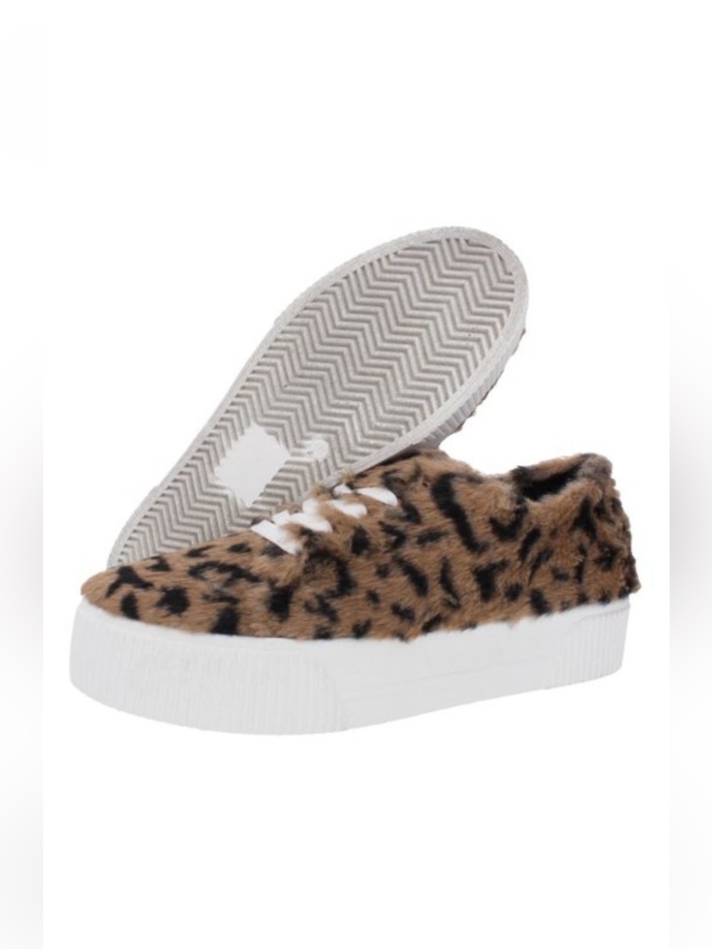 NEW Jessica Simpson  Faux Fur Shearling Fashion Sneakers Animal Print